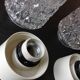 Pair of cylindrical structured glass ceiling lights / vintage 60s-70s