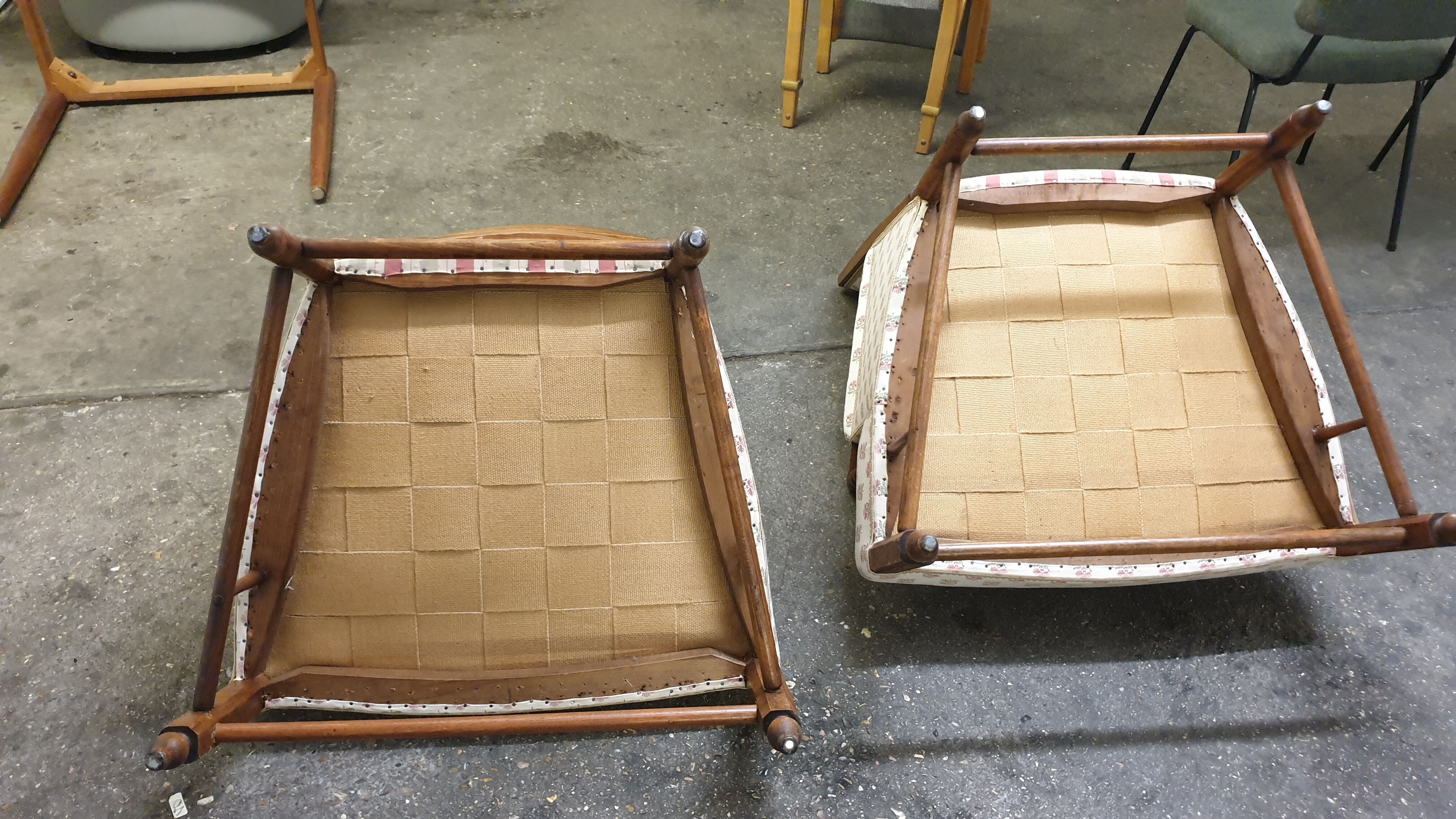 Pair of seventies shepherd armchairs