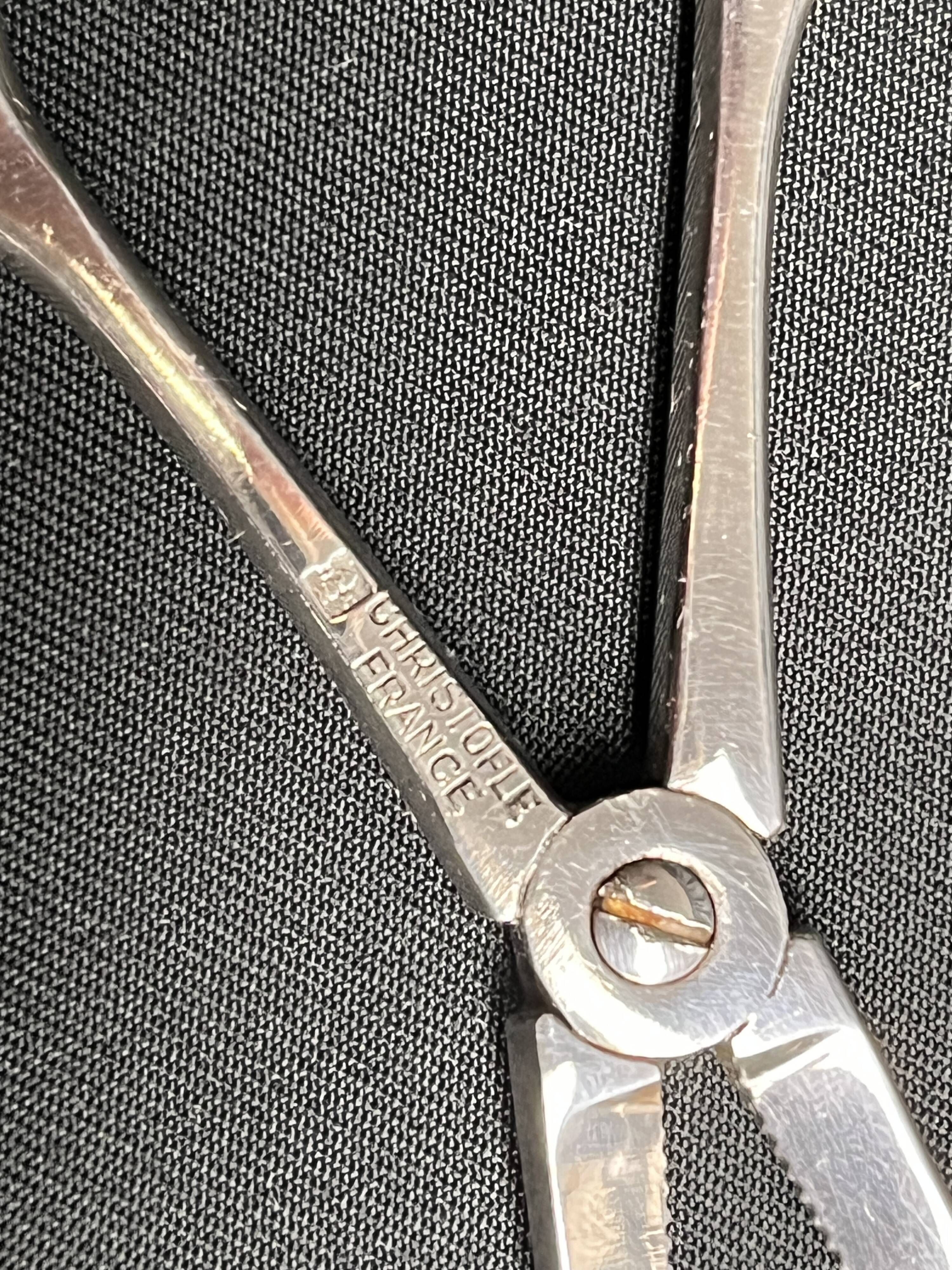 Tableware, silver-plated sugar scissors Christofle 20th century