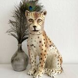 Vintage Italian Ceramic Leopard Statue
