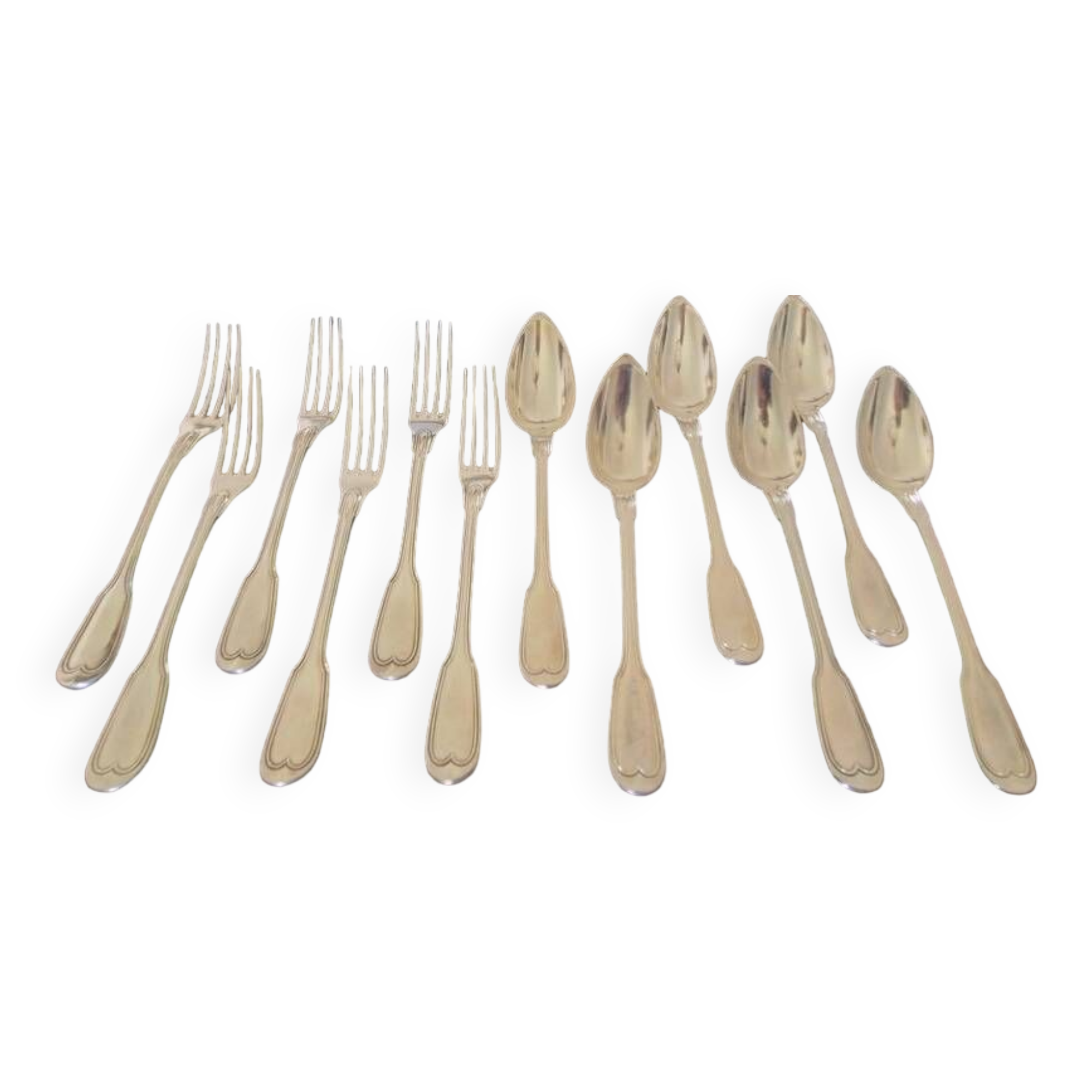 Master Goldsmith: Louis Loyer (1890-1913) - Series of 6 dessert cutlery in solid silver