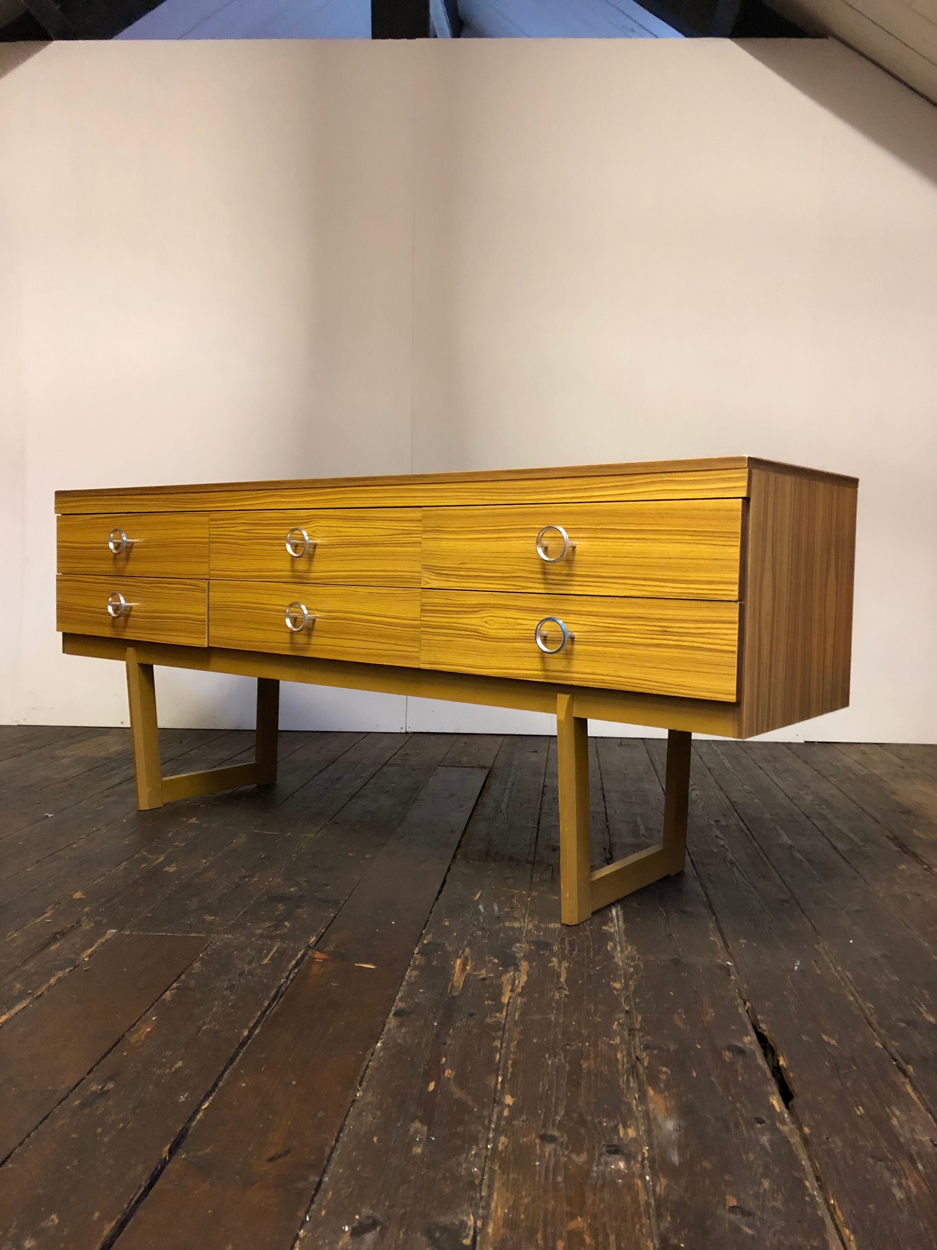 Vtg Mid Century Sideboard Danish Scandinavian Design Retro 70s Drawers