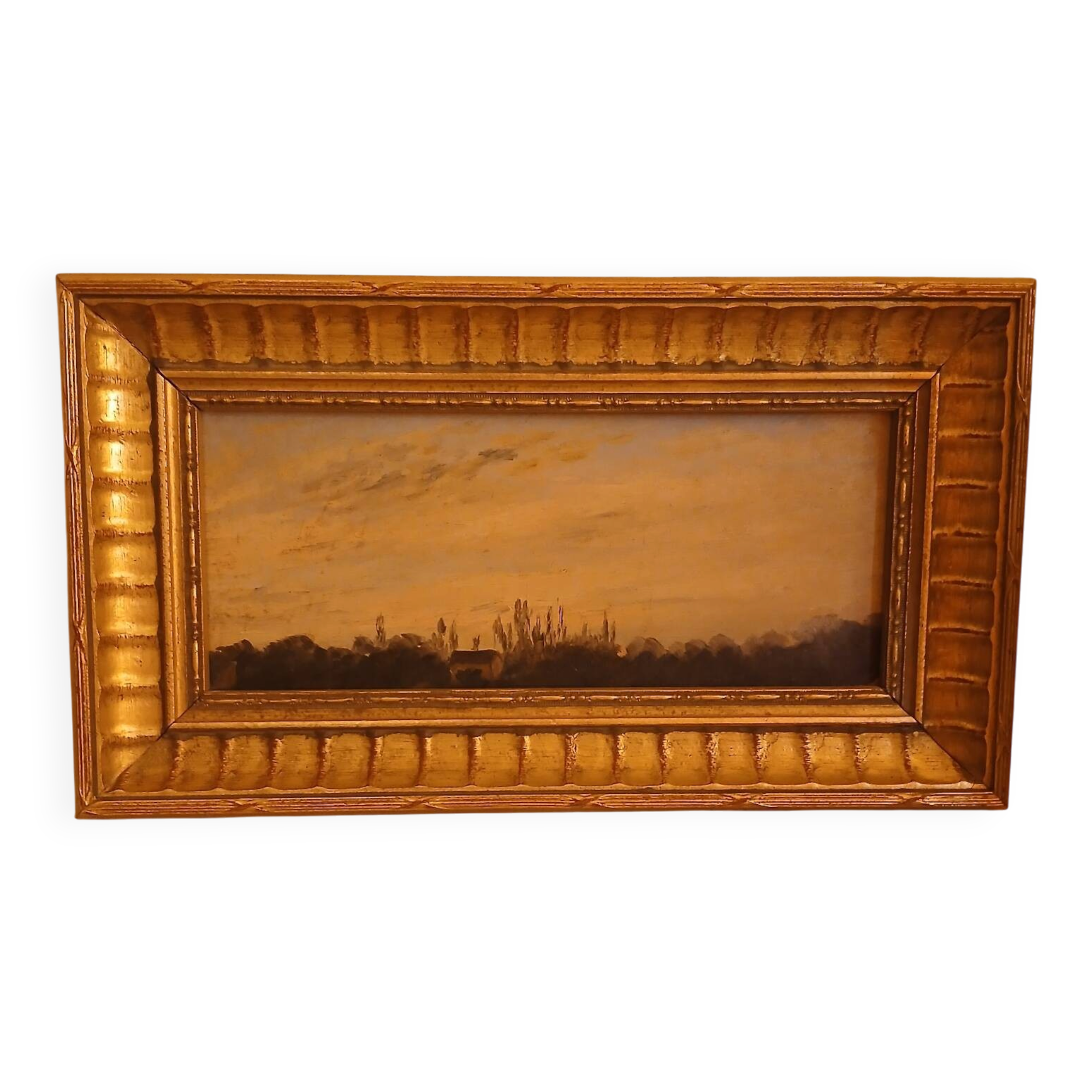 Painting table school of Barbizon France late 19th century