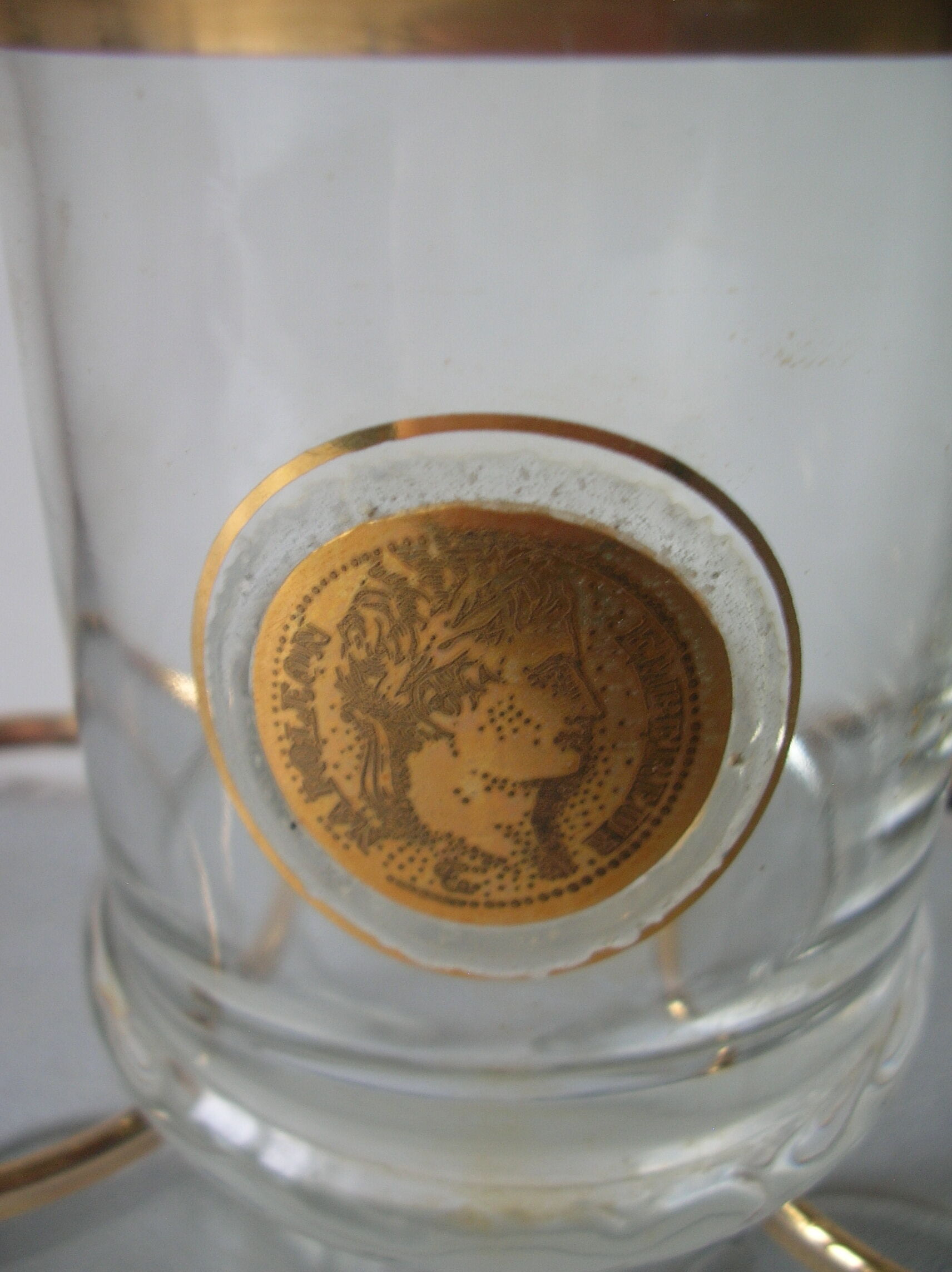 Set of 6 old bourbon whiskey glass 1970s décor Napoleon Veneta