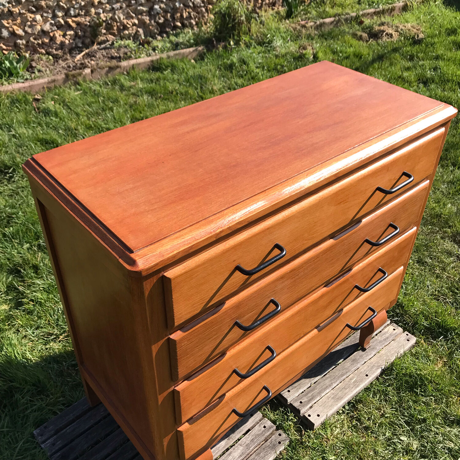 1950 vintage chest of drawers in gilded oak