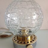 Structured glass globe lamp and metal-brass/ vintage 60s and 70s base