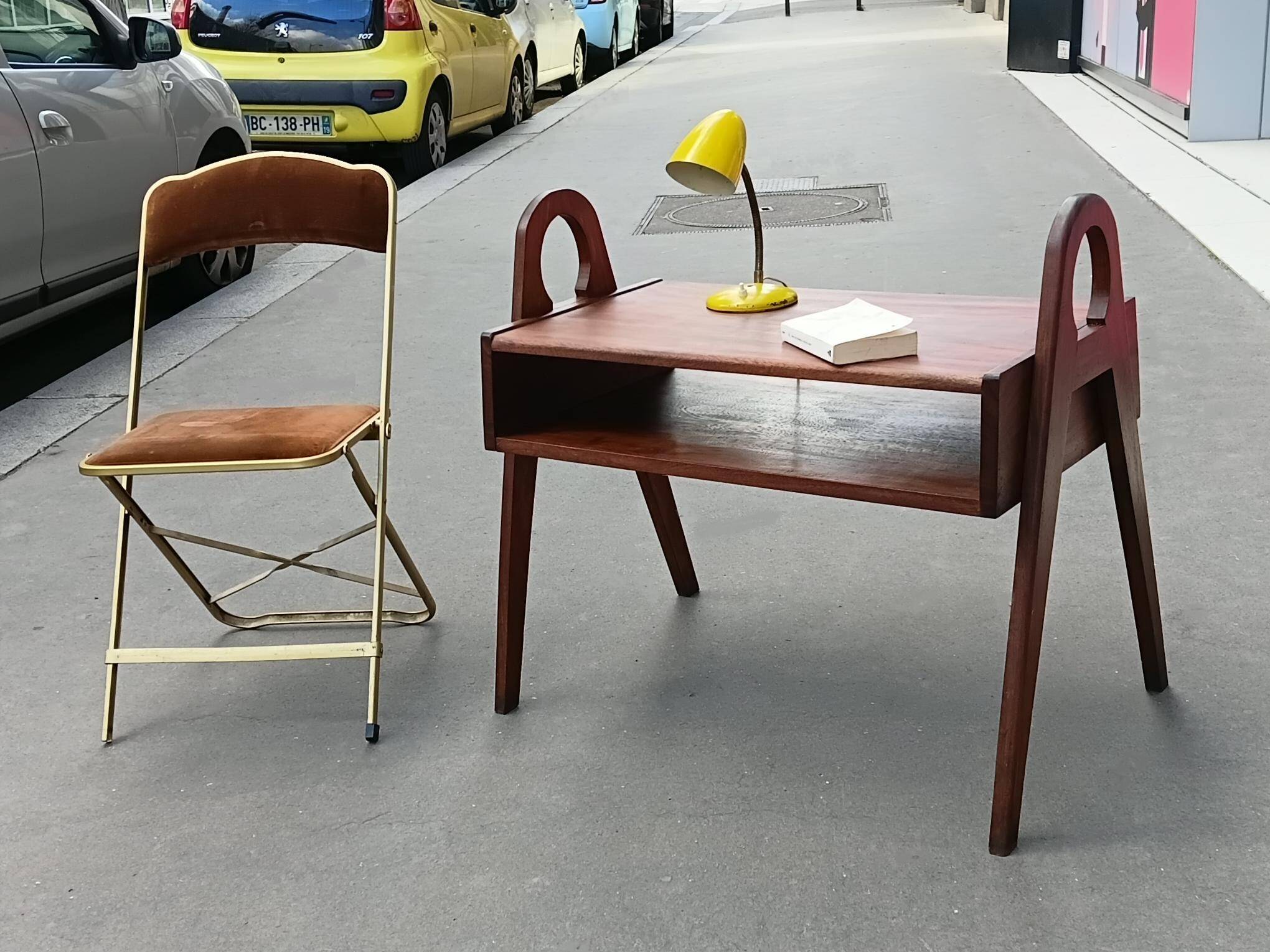 1950s solid wood side table