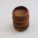 Set of 4 Midcentury Teak Wooden Serving Bowls 1960s