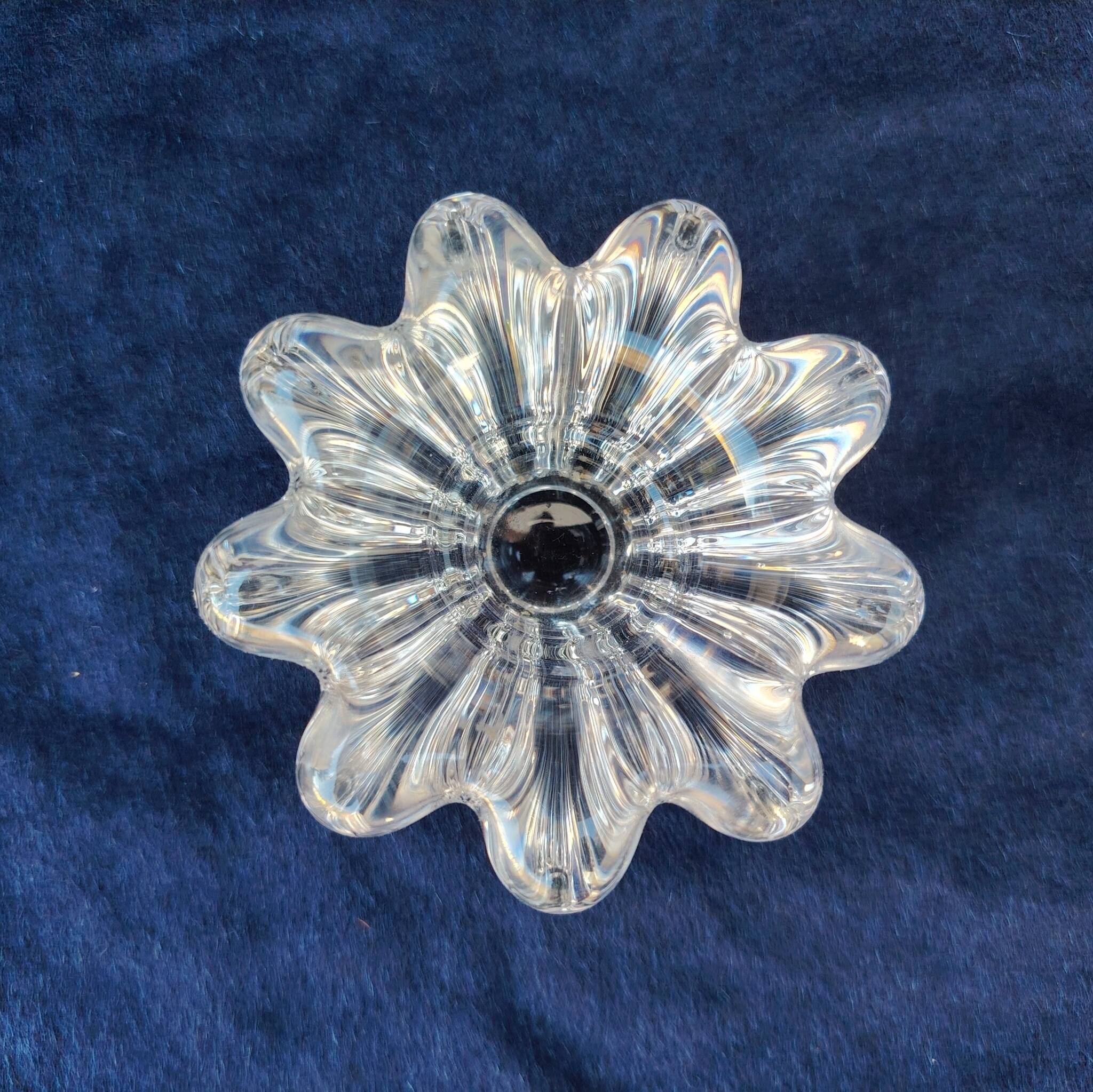 4 vintage crystal candlesticks, flower shape