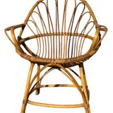 Set of 4 rattan armchairs from the 1960s, France.