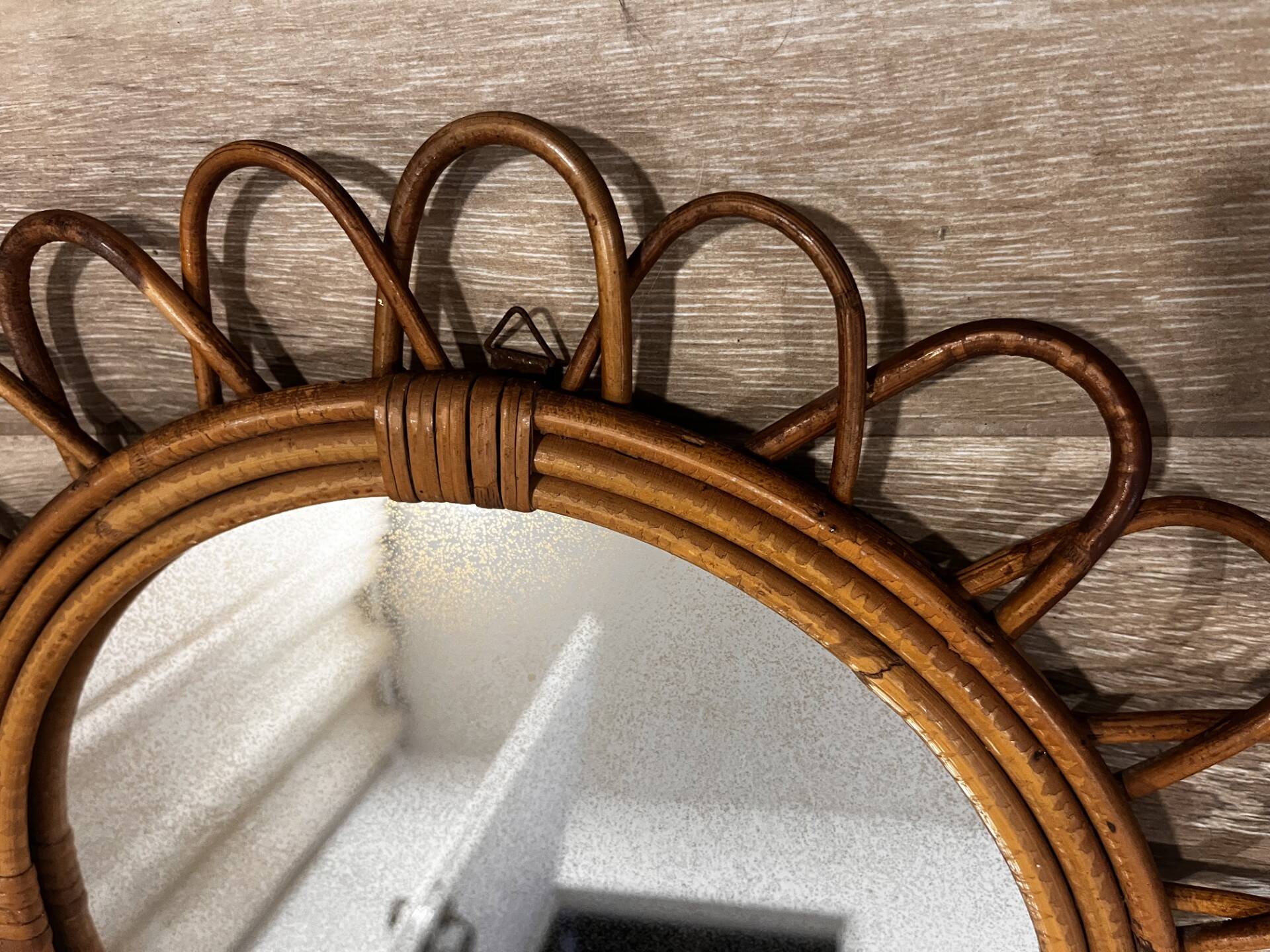 Antique rattan mirror