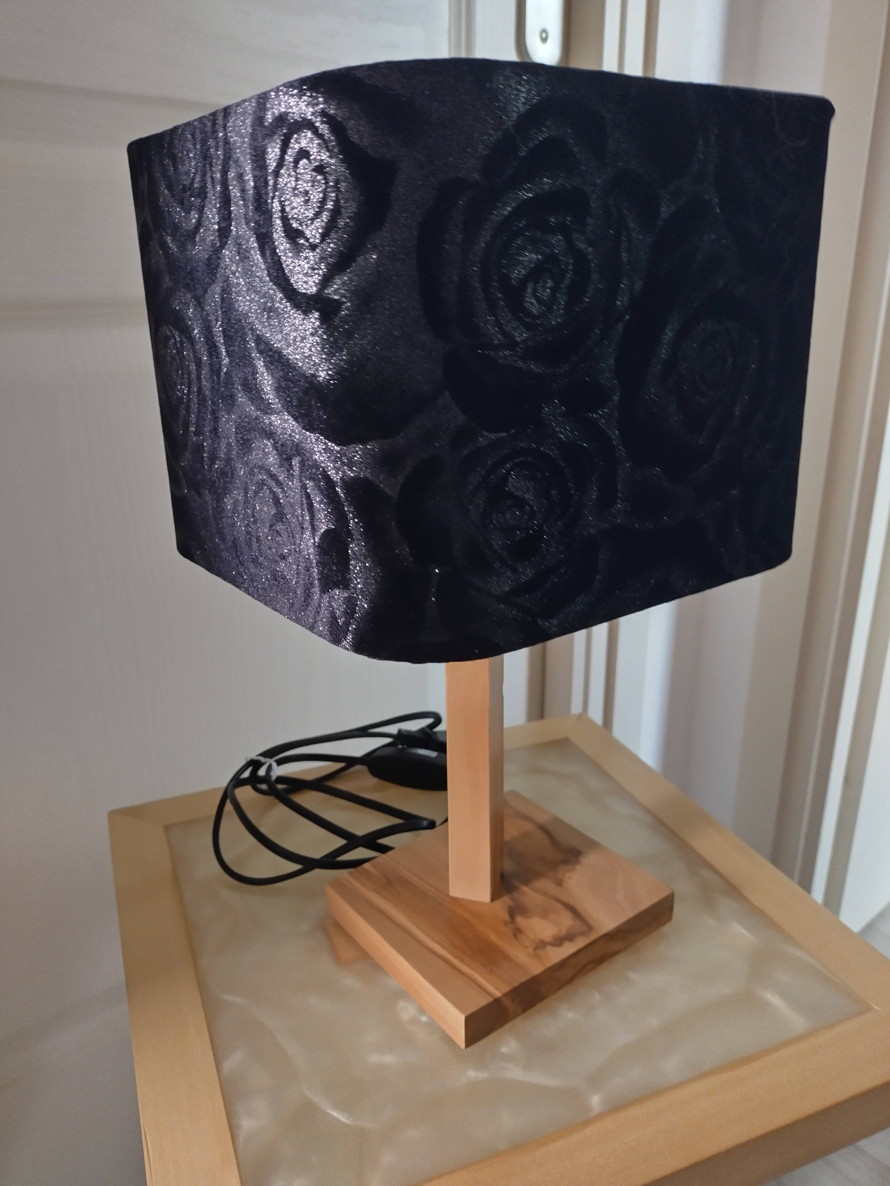 Handcrafted olive wood lamp