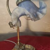 1900 bronze tulip desk or bedside lamp signed vianne 34x22 pretty mod