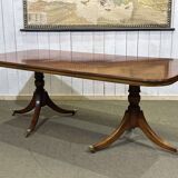 Table in walnut and beech burl, 1980s, with 1 extension leaf