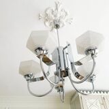 Lustre Gaetano Sciolari à 5 bras en métal chromé, Italie 1970