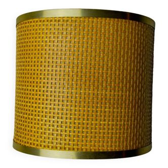 Rattan and brass wall lamp, italy, 1960