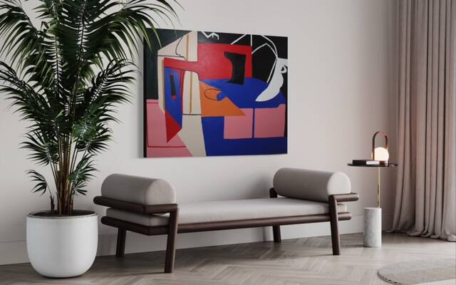 Large original abstract "Blue Chaos" 130x97 cm