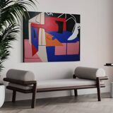 Large original abstract "Blue Chaos" 130x97 cm