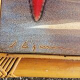 Vintage bamboo and earthenware coffee table signed jl gruer