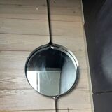 Round Mirror in Brushed Steel by Xavier Feal, 1970s