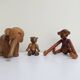 Set of 3 1960s Kay Bojesen Vintage Wooden Toy Monkey Elephant Bear Danish