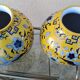Pair of Chinese faience vases with Asian dragon decor in a Japonese style.