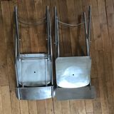 Pair of chrome metal folding chairs