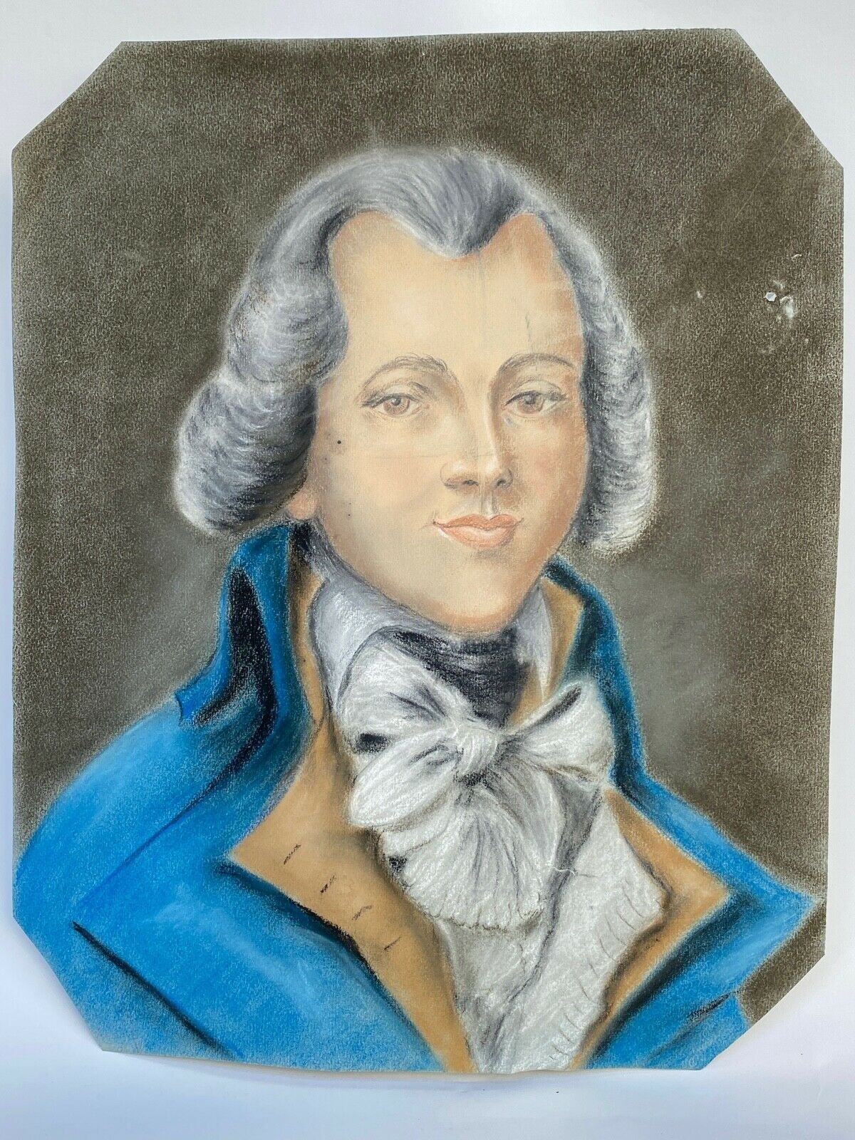 Watercolor portrait on paper XlX th oval frame dore man XVlll eme