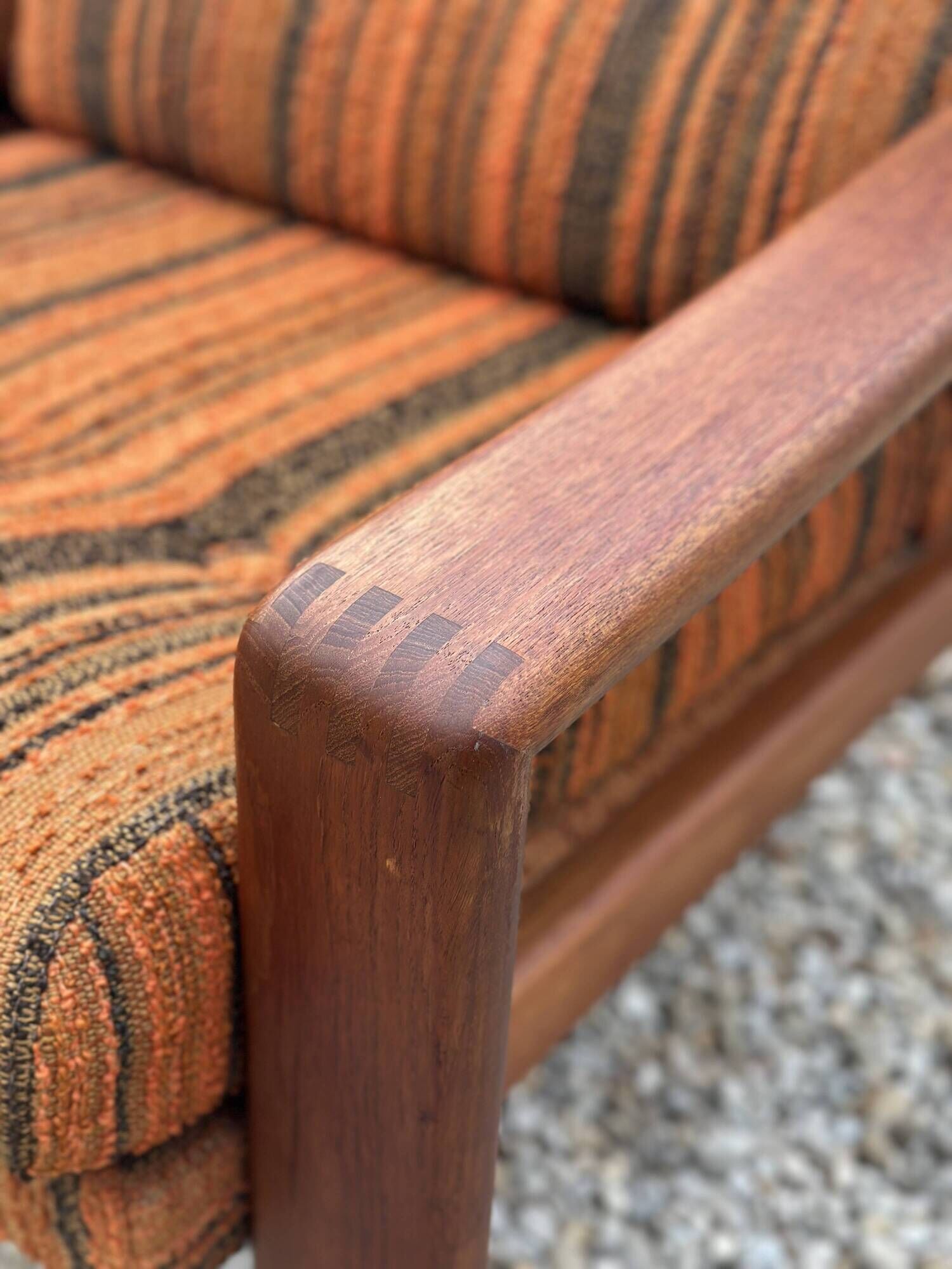 Vintage Scandinavian living room from the 1970s in teak and fabric.