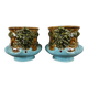 Paire de cache-pots en barbotine à décor de mascarons, XIXe siècle