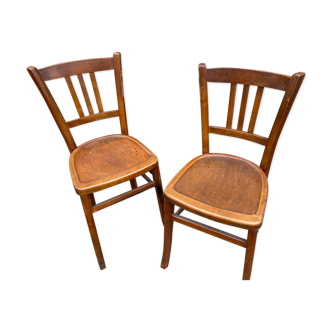 Pair of chairs bistro curved wood