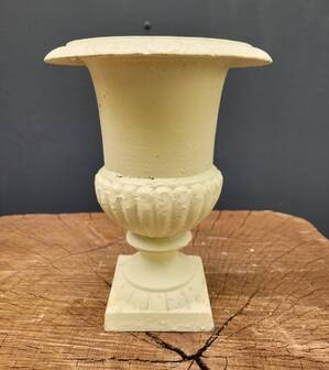 Cast iron garden vase cream white large
