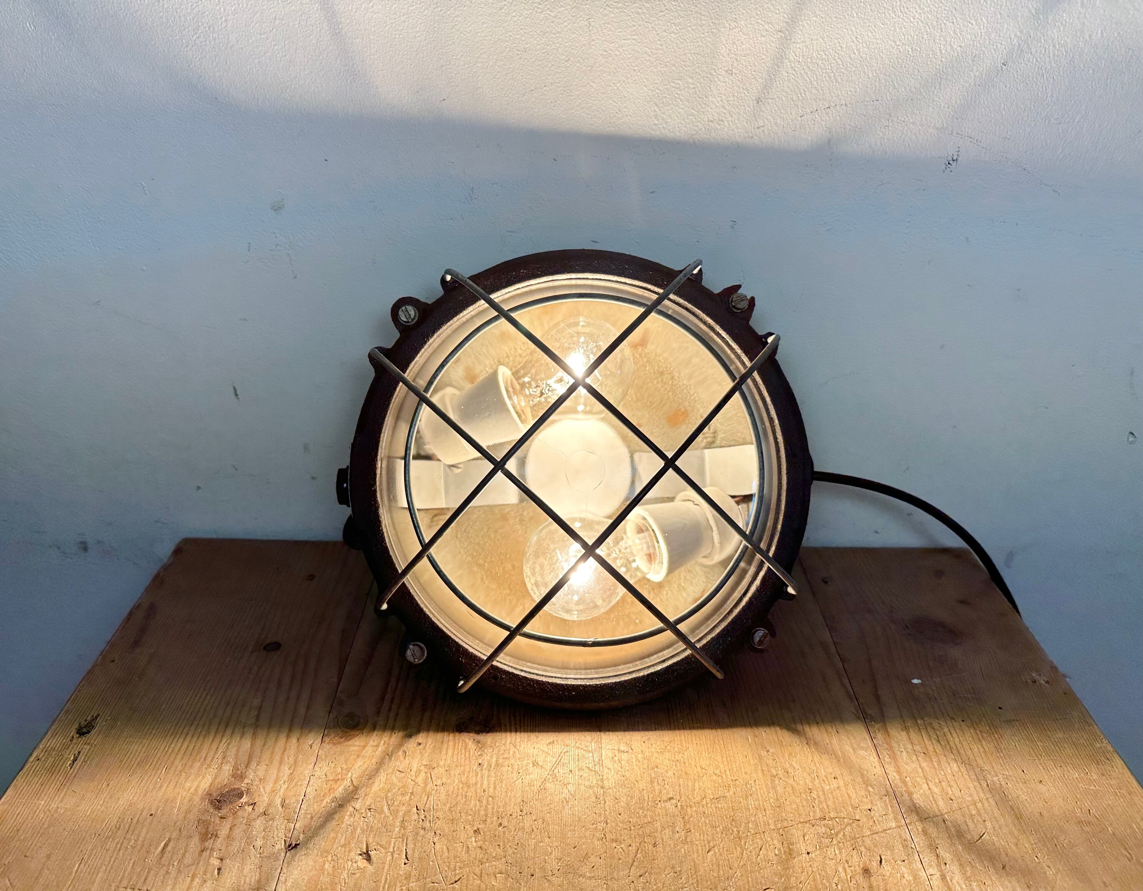 Black Industrial Cast Iron Wall or Ceiling Light from Elektrosvit, 1960s
