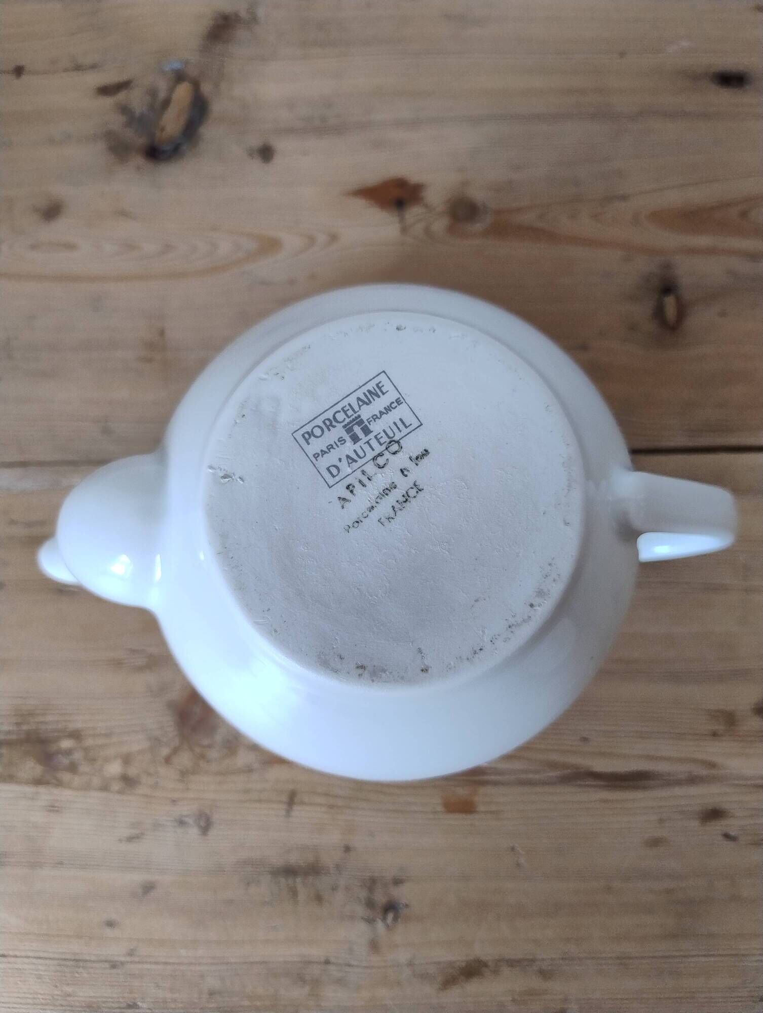Vintage porcelain teapot from the Auteuil porcelain factory.