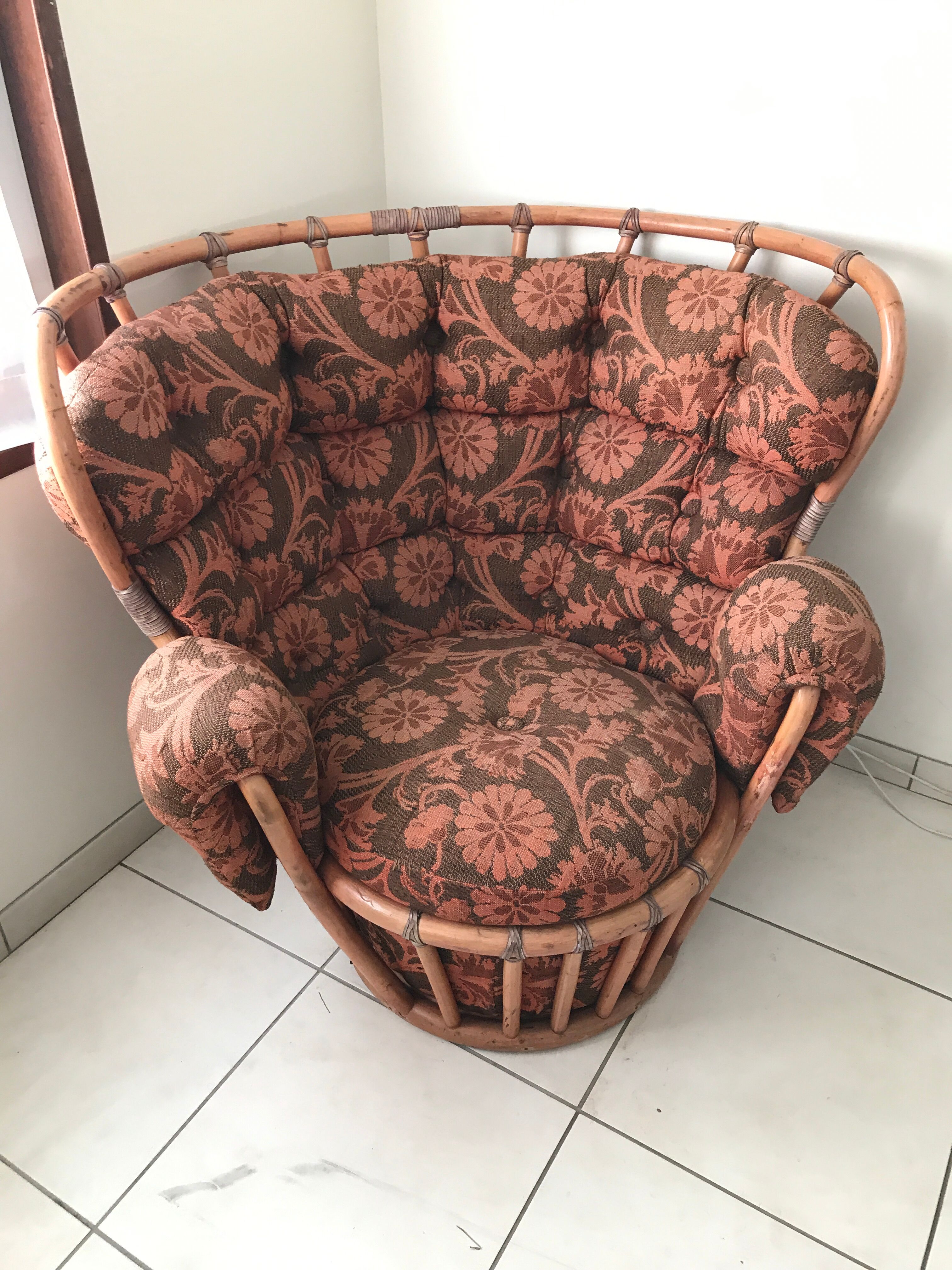 Vintage wicker rattan chair, 60s-70s