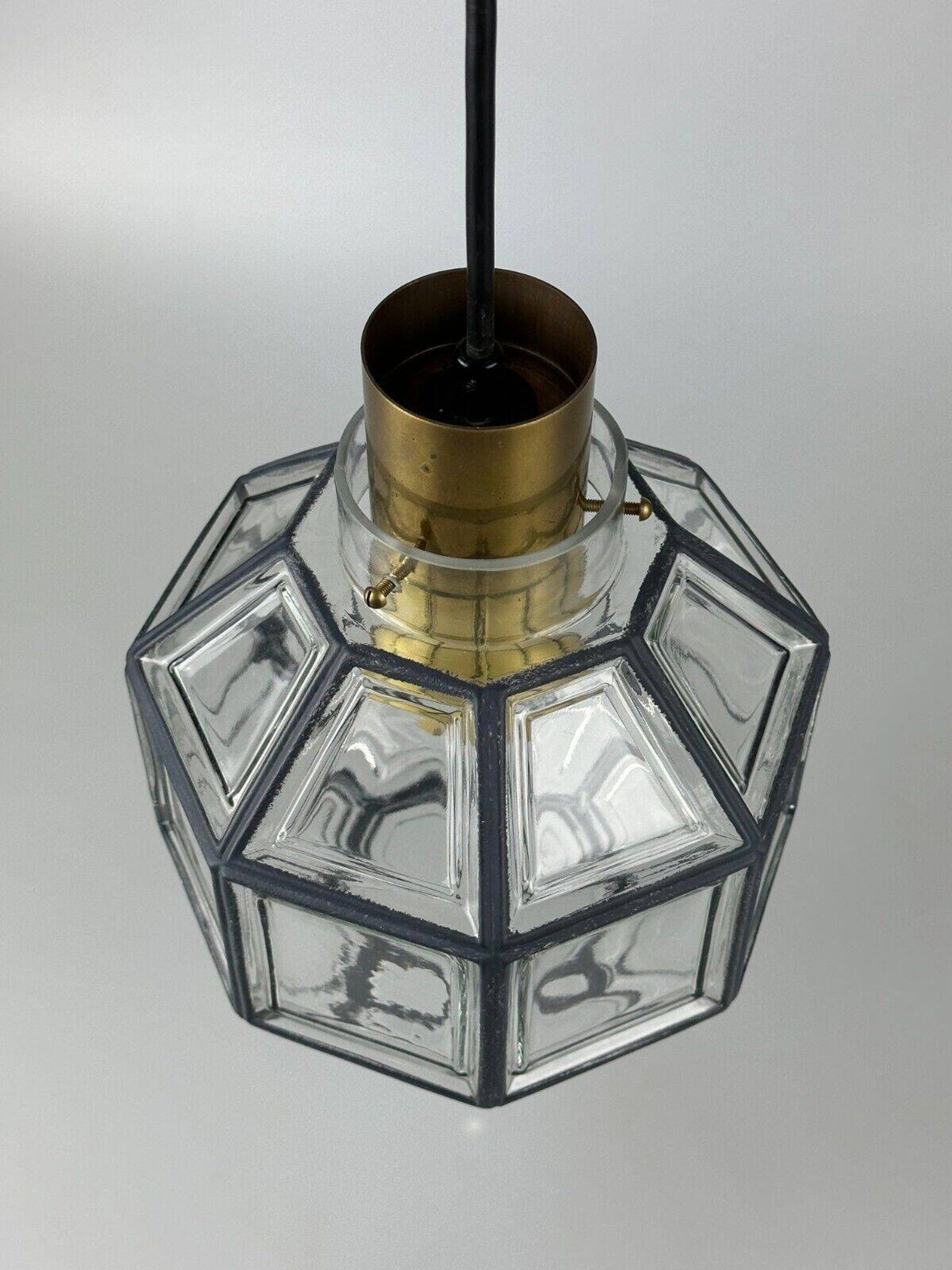 60s 70s hanging lamp by Limburg Leuchten Germany glass brass Space Age