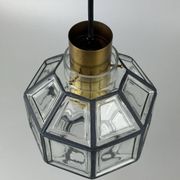 60s 70s hanging lamp by Limburg Leuchten Germany glass brass Space Age