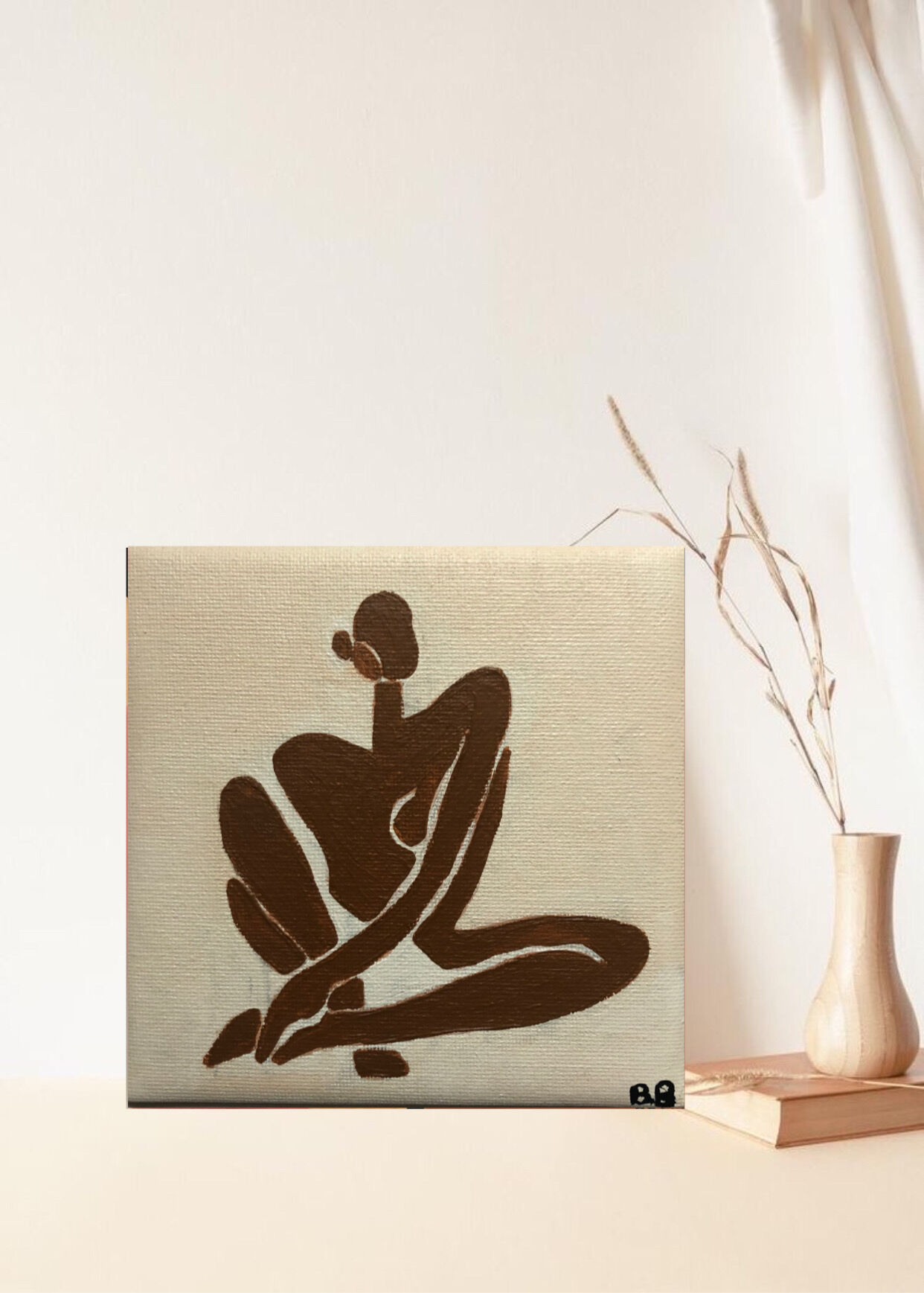 Wall decoration naked acrylic painting of sitting woman