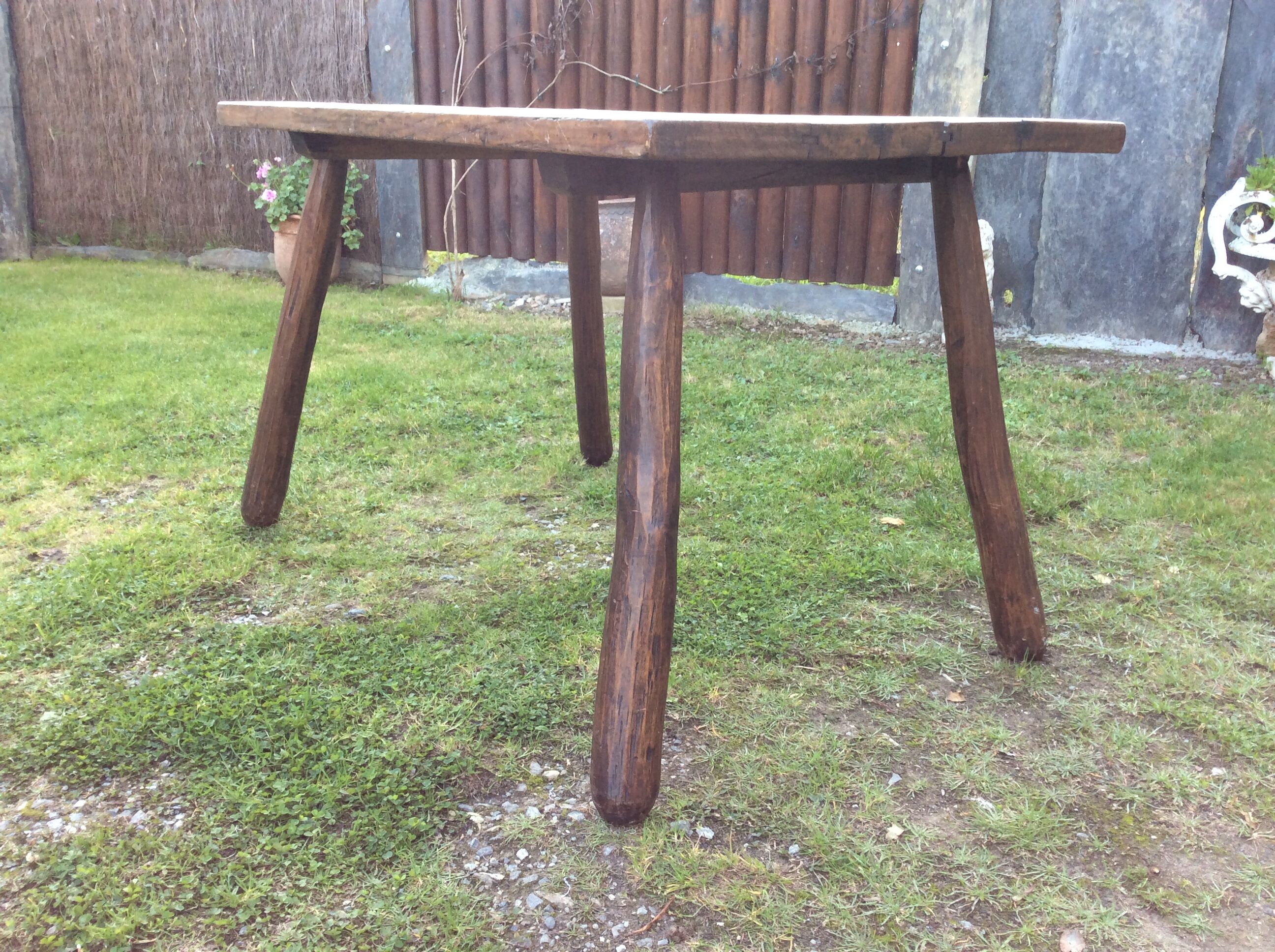Brutalist vintage table in solid oak