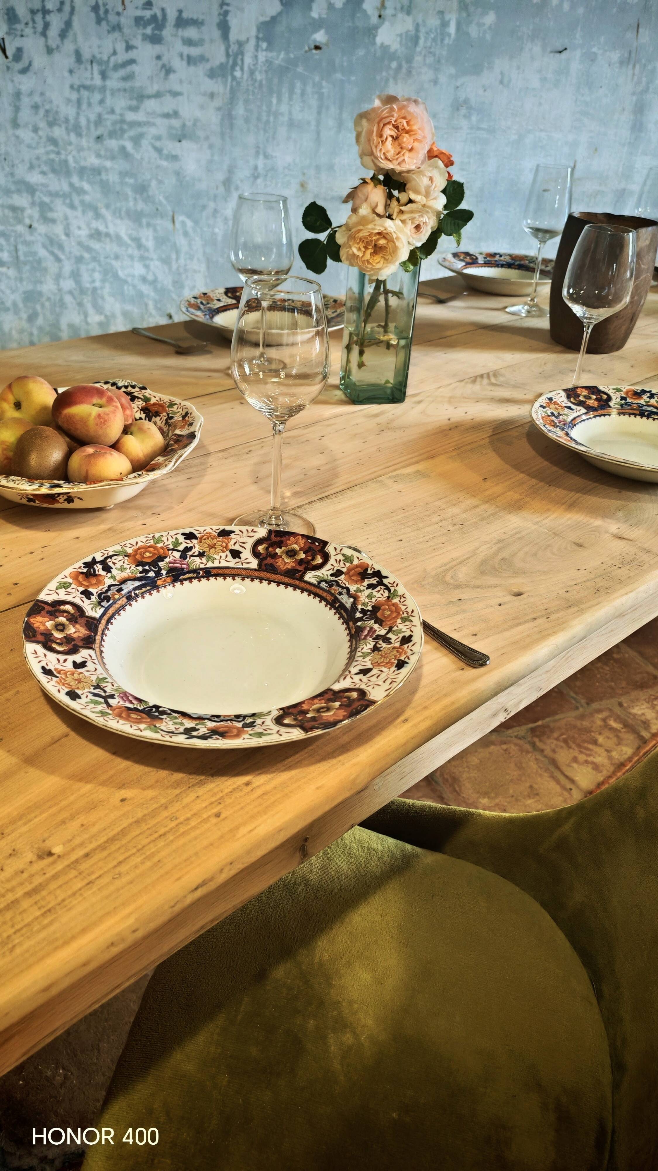 Raw solid oak and chestnut farmhouse table 244cm