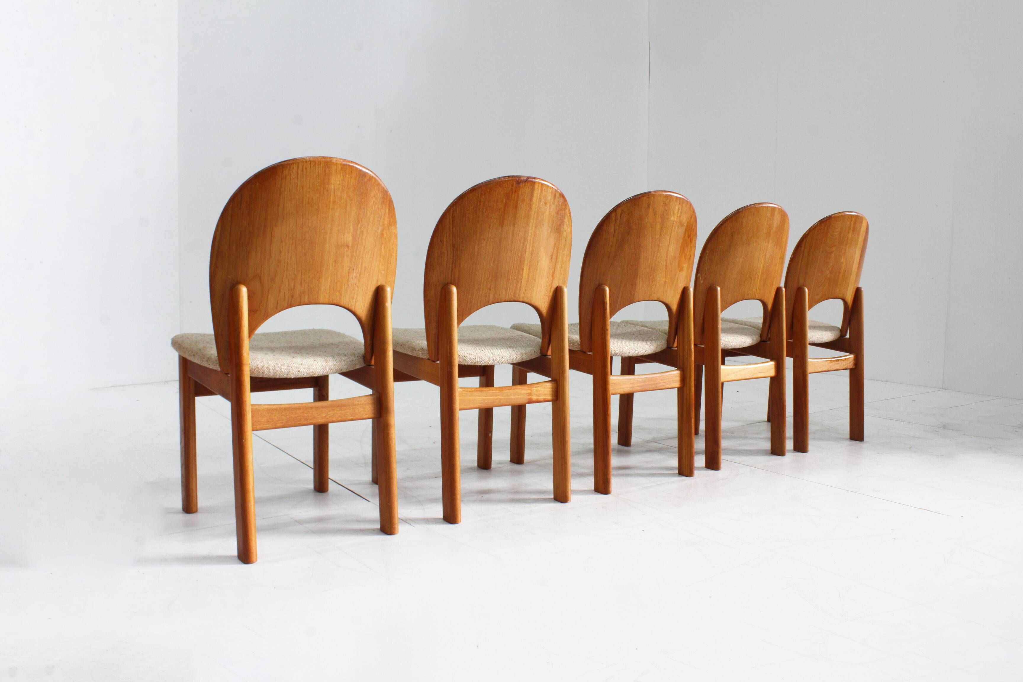 Chaises de salle à manger vintage en teck danois par Glostrup, lot de 5