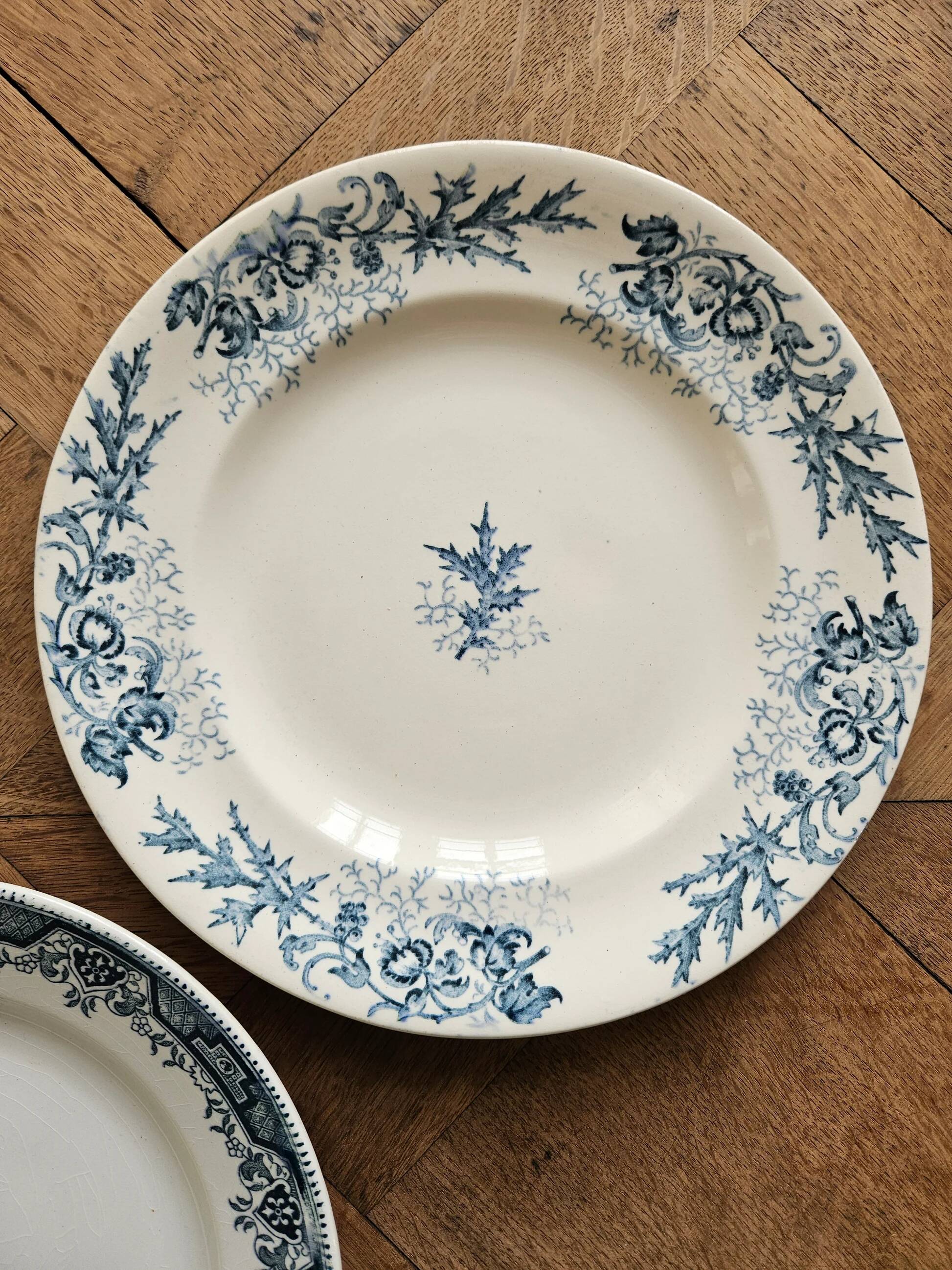 Assiettes plates anciennes dépareillées terre de fer