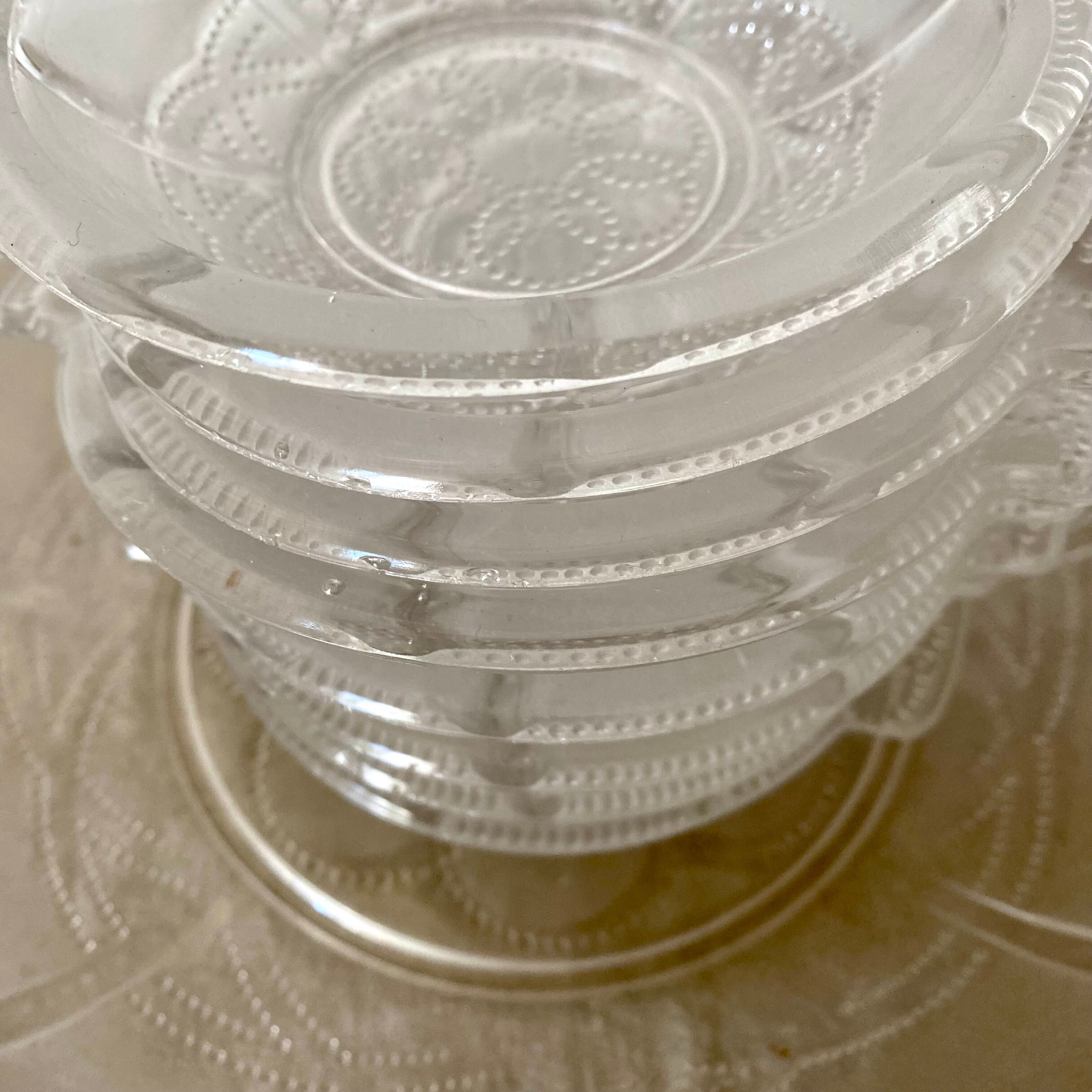 Vintage fruit salad set in glass, bowls and salad bowl