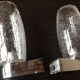 Pair of vintage 1970s-80s glass and chrome wall lights with teardrop shapes
