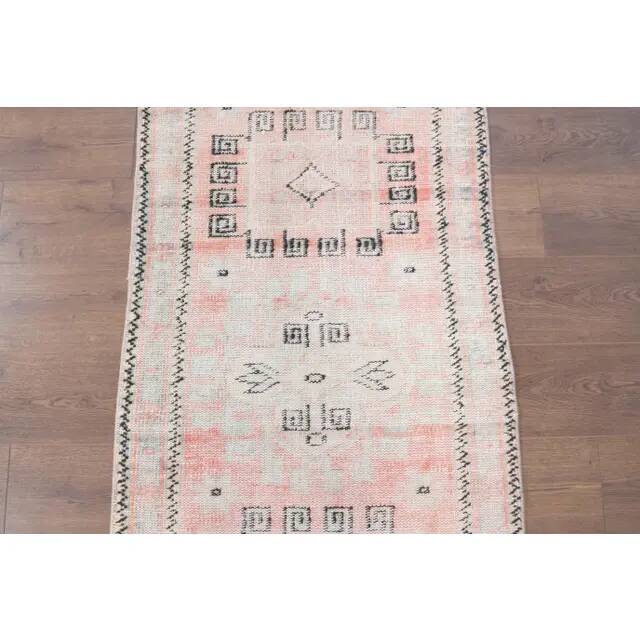 Vintage Turkish Oushak Handmade Cotton Orange Wool Runner Rug 82x328