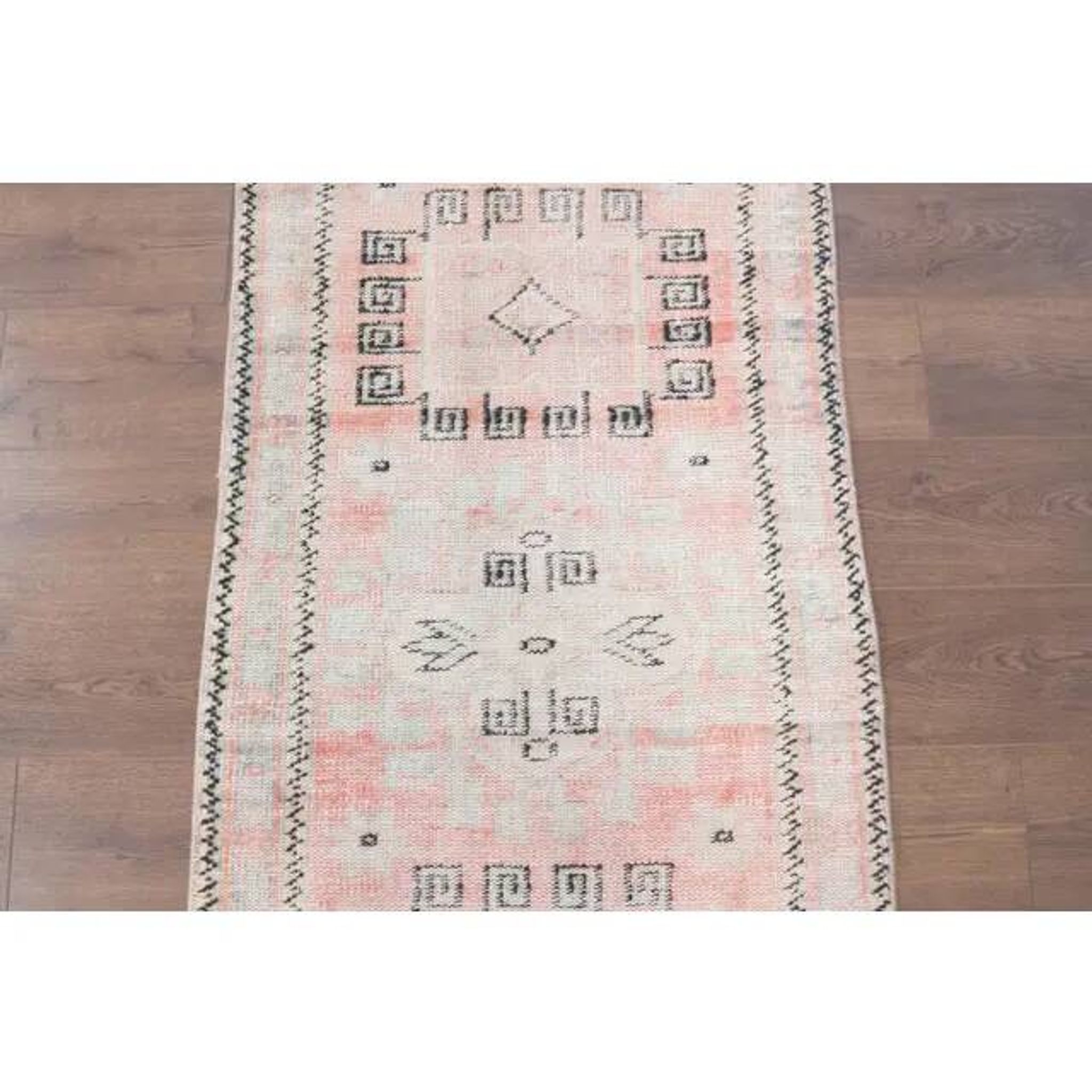 Vintage Turkish Oushak Handmade Cotton Orange Wool Runner Rug 82x328