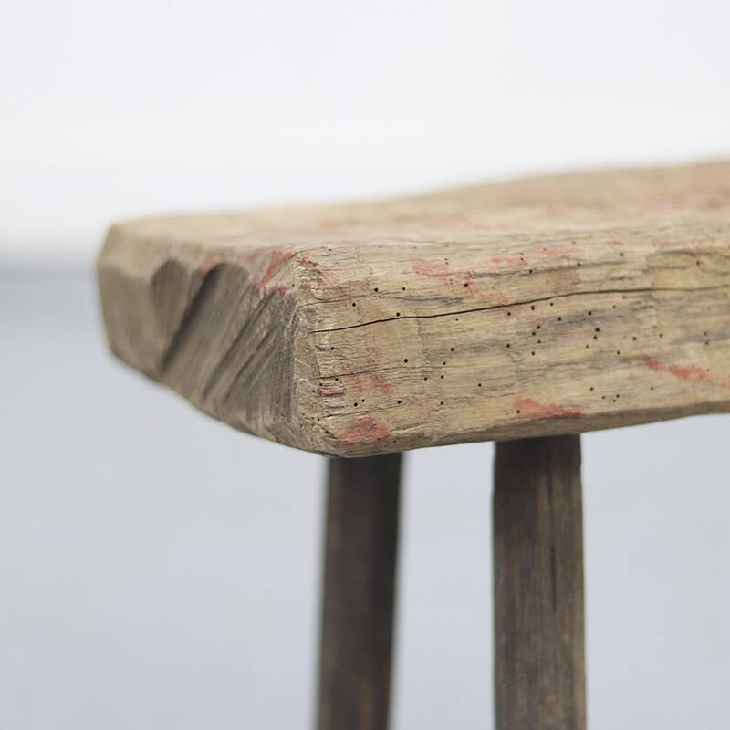 Rustic Farmhouse Wabi Sabi Primitive Oak Stool or Side Table