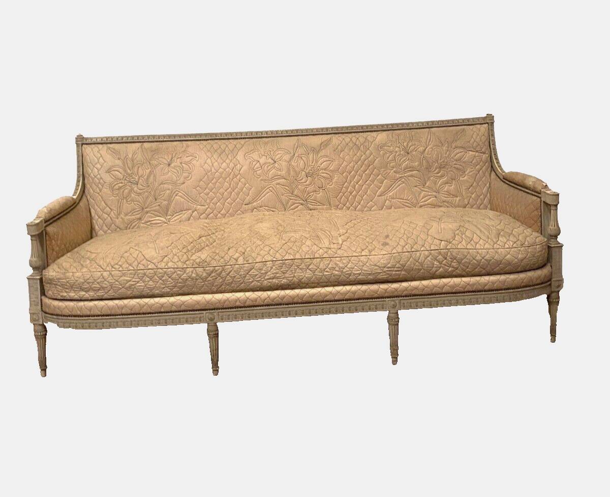 Louis XVI style bench in 20th century patinated beech