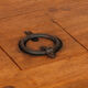 Round coffee table in solid oak and wrought iron, 1950.