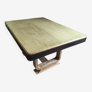 Art Deco dining table with varnished extension 2 tones